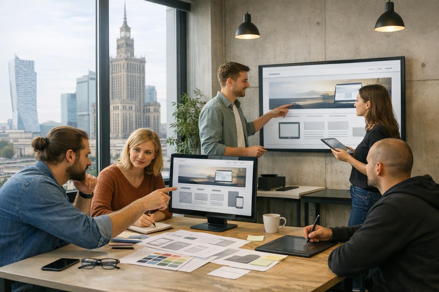 Zdjęcie warszawskiego biura projektowego przy pracy nad stroną